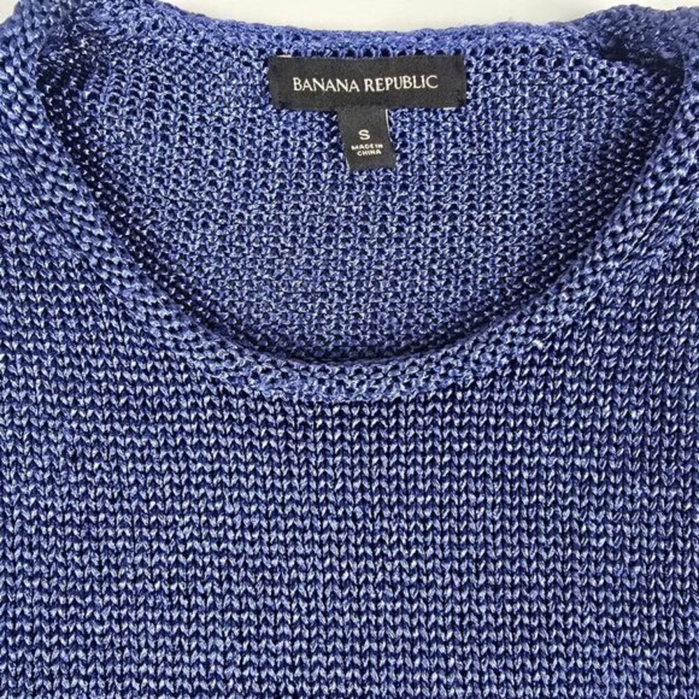 Banana Republic Metallic Blue Knit Pullover Sweater Womens S‎